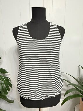 #18)  NWOT Striped Black & White Sheer Tank Top  Super Cute